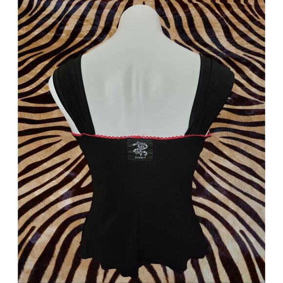 Vintage WHEELS & DOLLBABY Stretch Knit Spot Sweetheart Top 4Aust-UK/0US - Picture 2 of 8